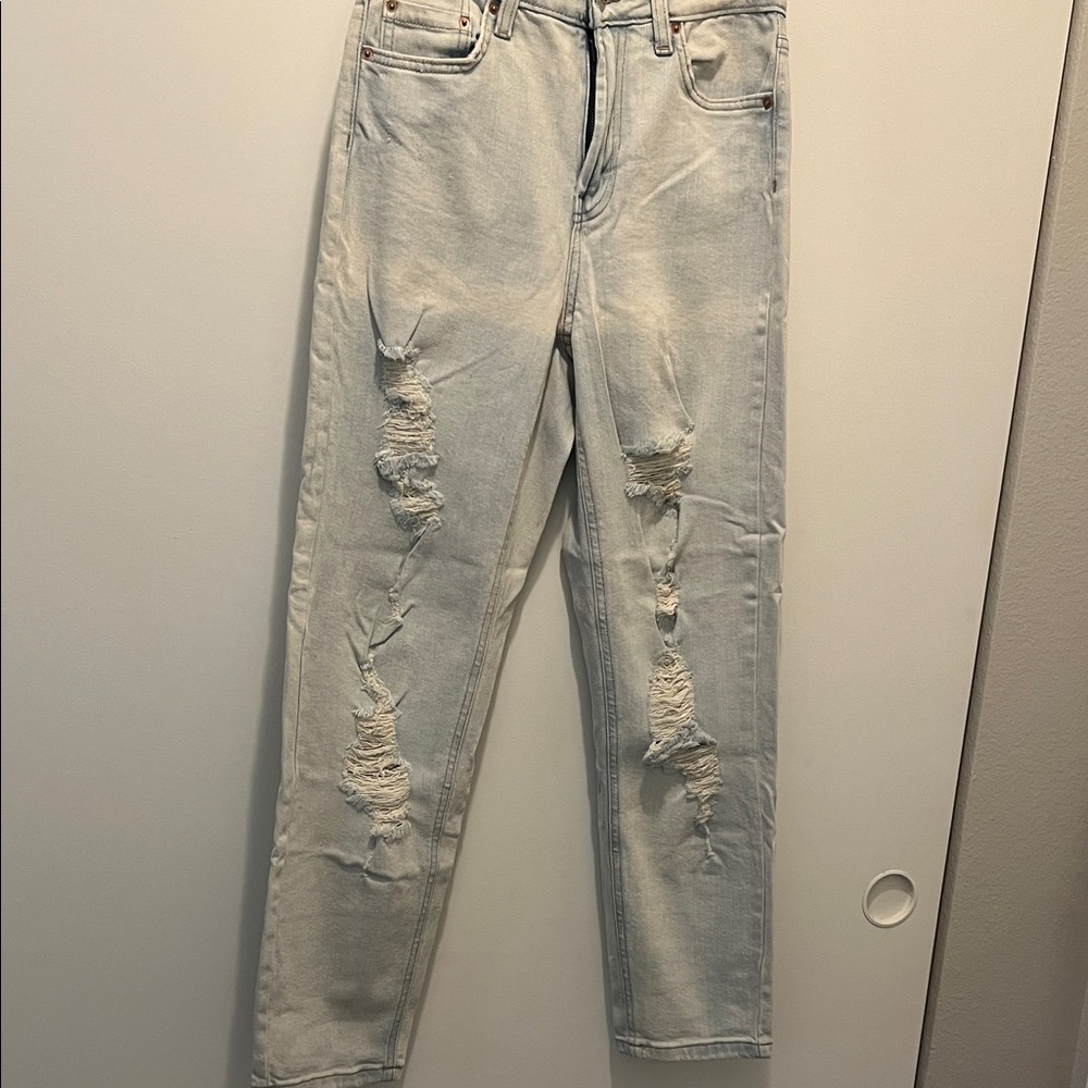 Wild Fable Faded Blue Ripped Straight Jeans
